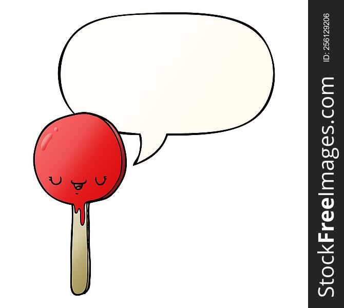 cartoon candy lollipop with speech bubble in smooth gradient style