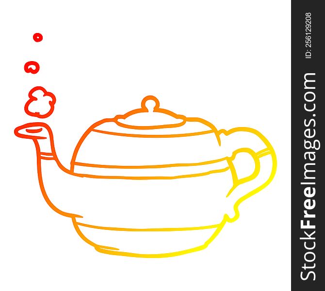 Warm Gradient Line Drawing Tea Pot