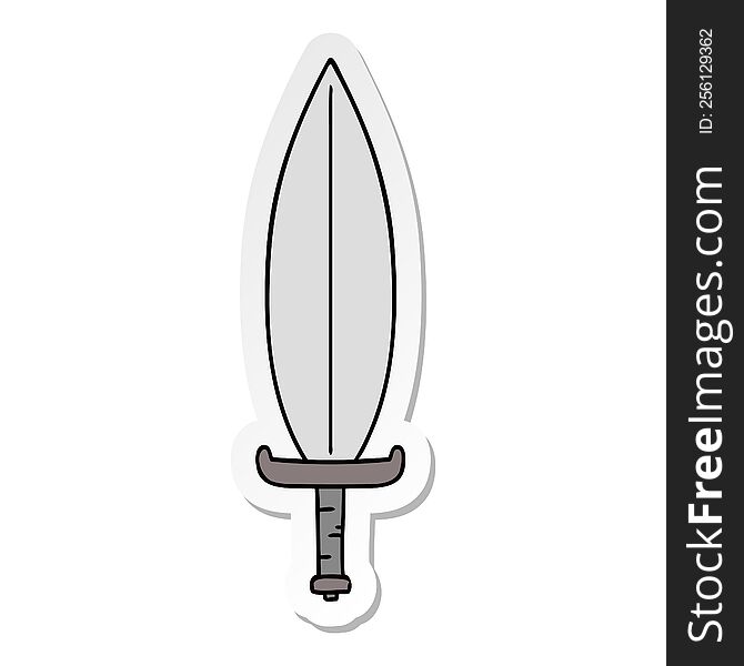 Sticker Cartoon Doodle Of A Magic Leaf Knife