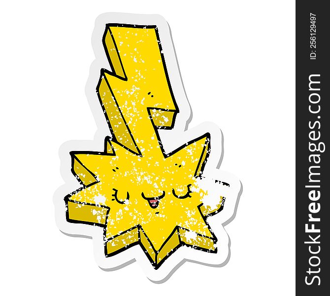 distressed sticker of a cartoon lightning strike
