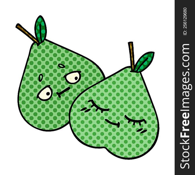 comic book style cartoon green pear