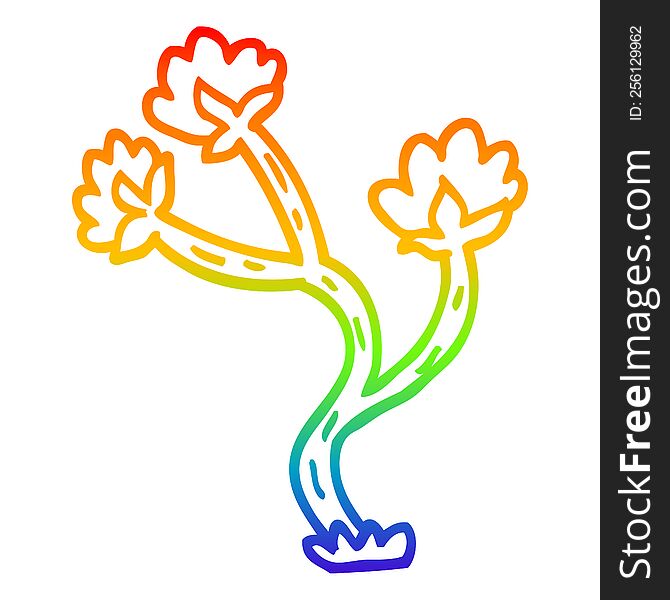 rainbow gradient line drawing of a cartoon wildflower