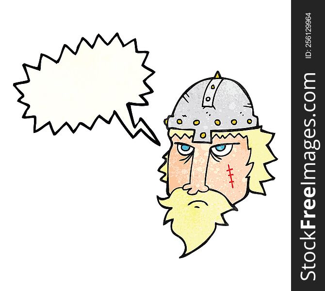 freehand speech bubble textured cartoon viking warrior