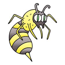Quirky Gradient Shaded Cartoon Wasp Stock Images