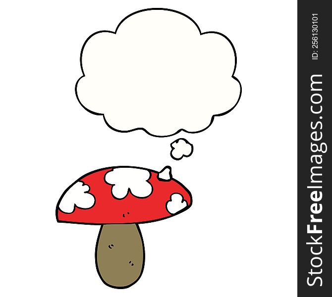 Cartoon Mushroom And Thought Bubble