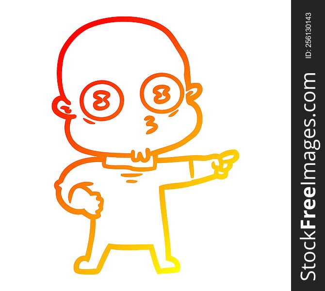 Warm Gradient Line Drawing Cartoon Weird Bald Spaceman