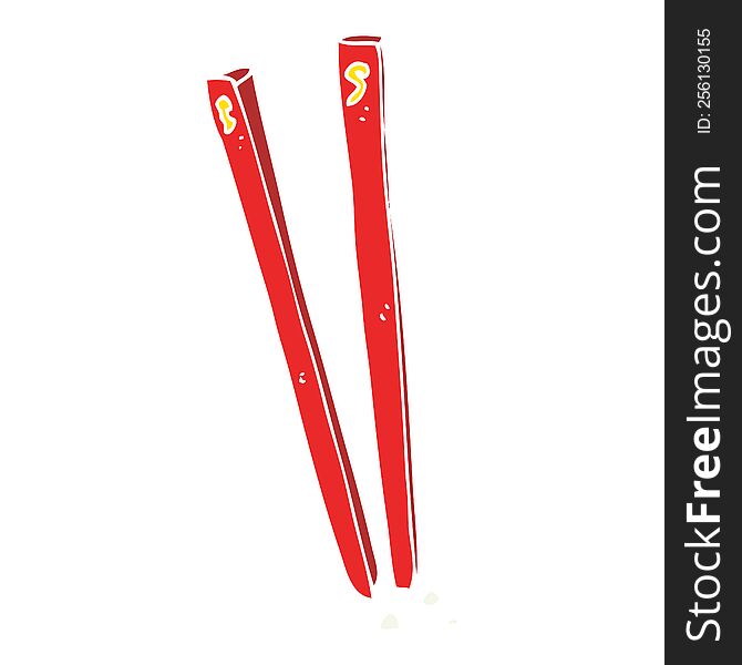 Flat Color Illustration Of A Cartoon Chopsticks