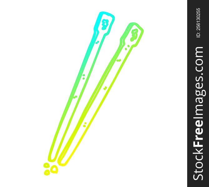 cold gradient line drawing cartoon chop sticks