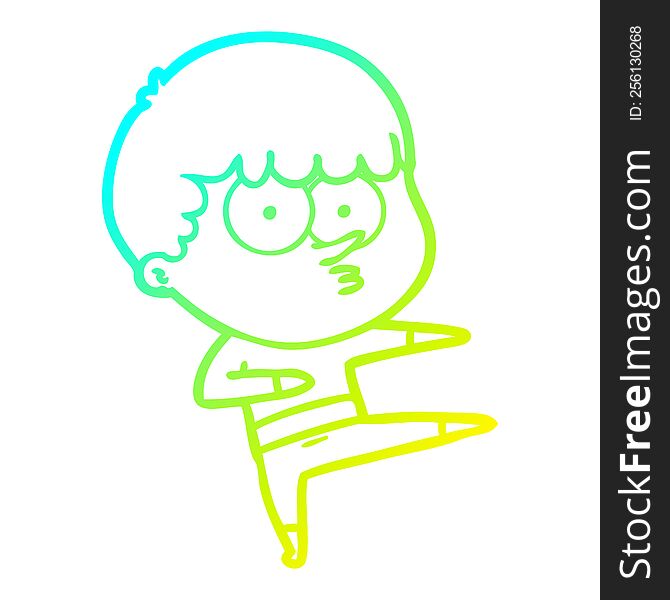 Cold Gradient Line Drawing Cartoon Curious Boy Dancing