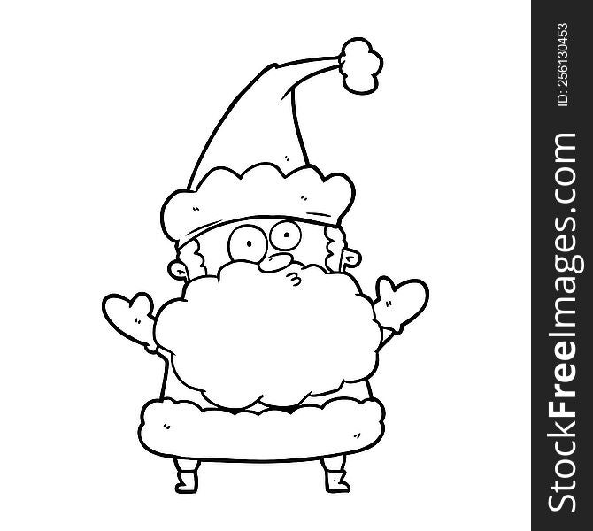 line drawing of a confused santa claus shurgging shoulders. line drawing of a confused santa claus shurgging shoulders