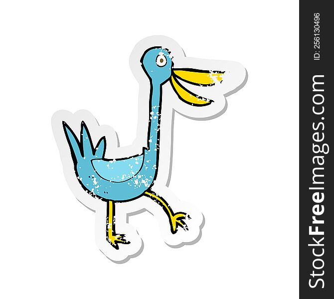 retro distressed sticker of a funny cartoon duck