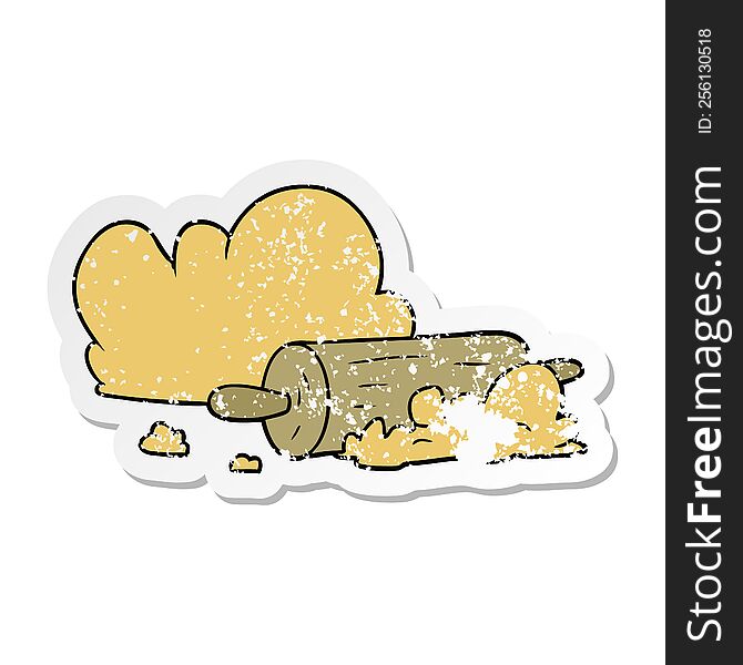 distressed sticker of a cartoon rolling pin and dough