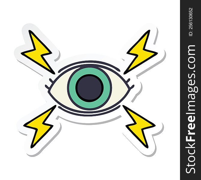 sticker of a cute cartoon mystic eye