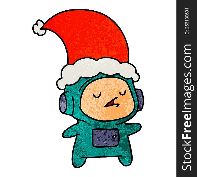 Christmas Textured Cartoon Of Kawaii Astronaut