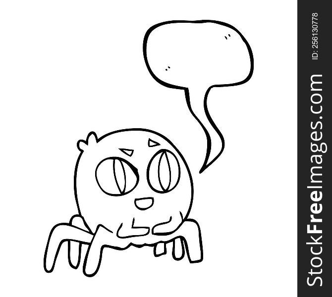 freehand drawn speech bubble cartoon spider