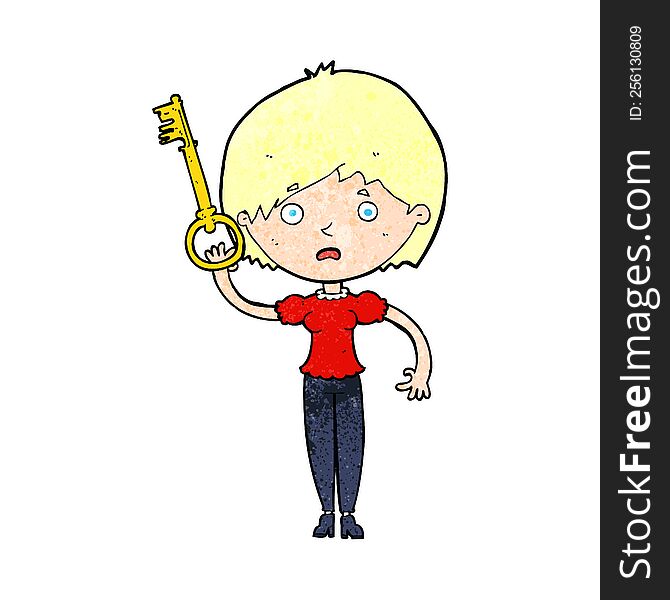 Cartoon Woman With Key