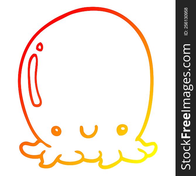 warm gradient line drawing of a cute cartoon octopus