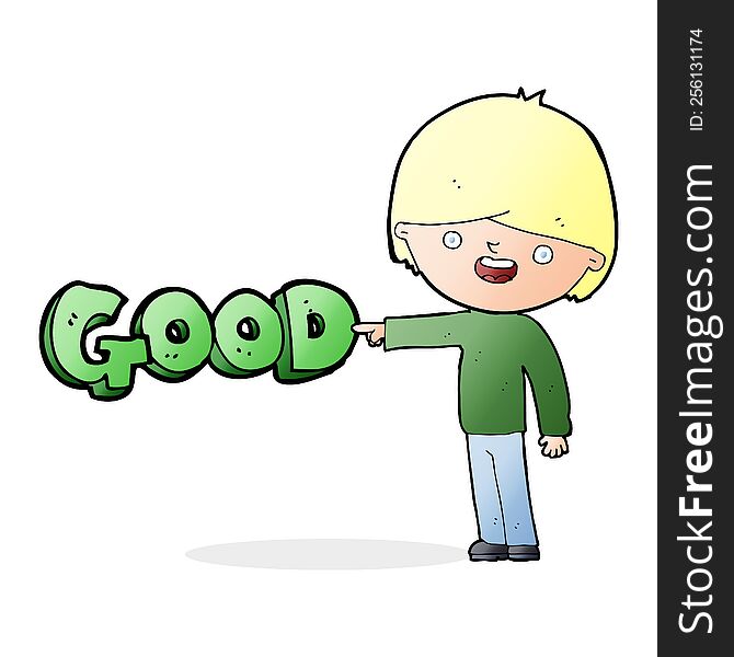 Cartoon Man Pointing Out The Good