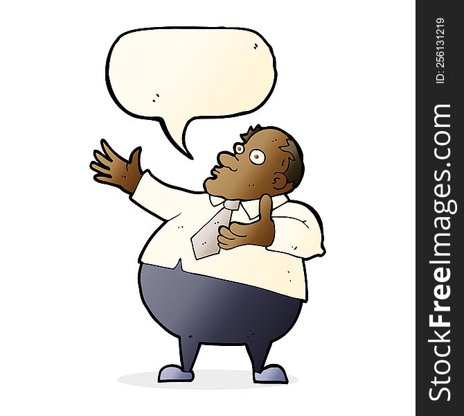 Cartoon Exasperated Middle Aged Man With Speech Bubble