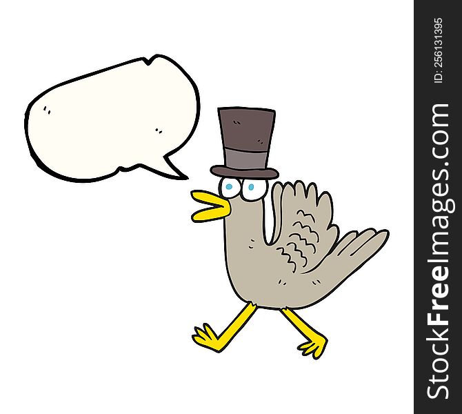 Speech Bubble Cartoon Duck In Top Hat