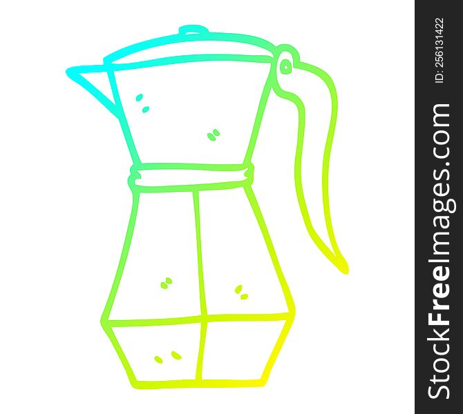 cold gradient line drawing of a cartoon stove top espresso maker