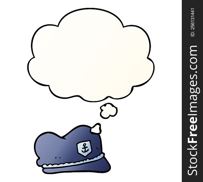 Cartoon Sailor Hat And Thought Bubble In Smooth Gradient Style