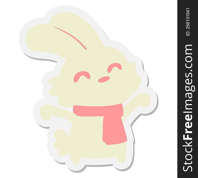 Rabbit With Scarf Yawning Sticker