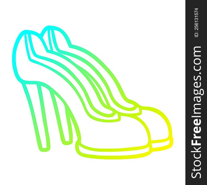 cold gradient line drawing of a cartoon red shoes