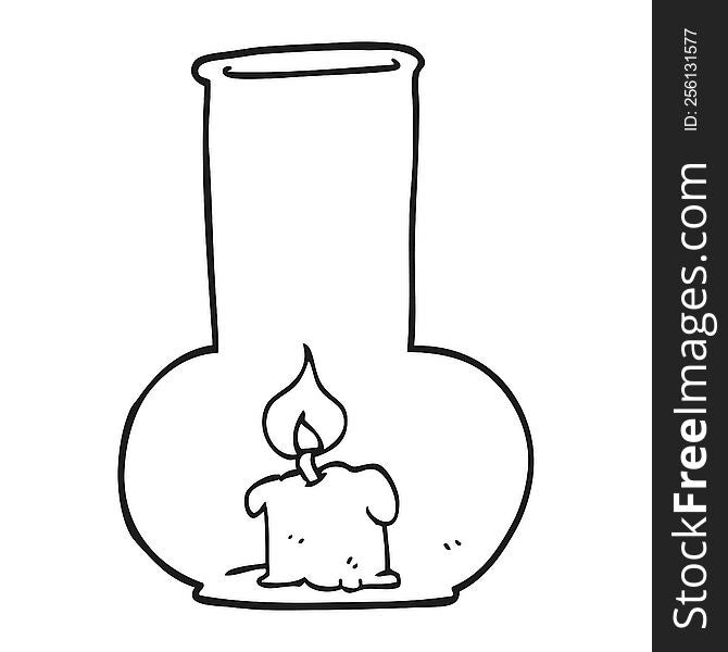 black and white cartoon old glass lamp and candle