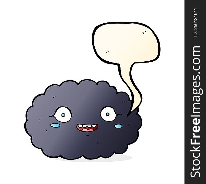 Happy Cartoon Cloud With Speech Bubble