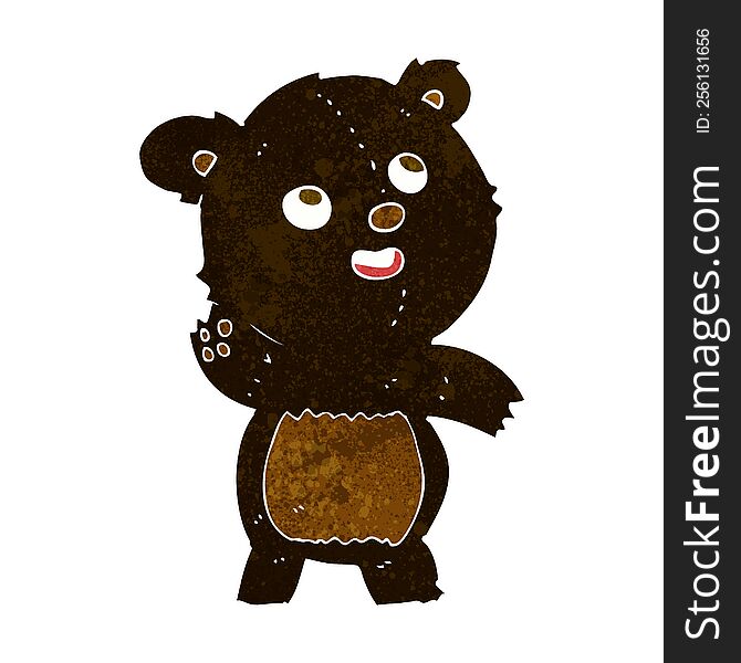 Cartoon Cute Waving Black Bear Teddy