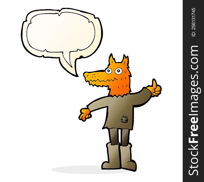cartoon fox man with speech bubble