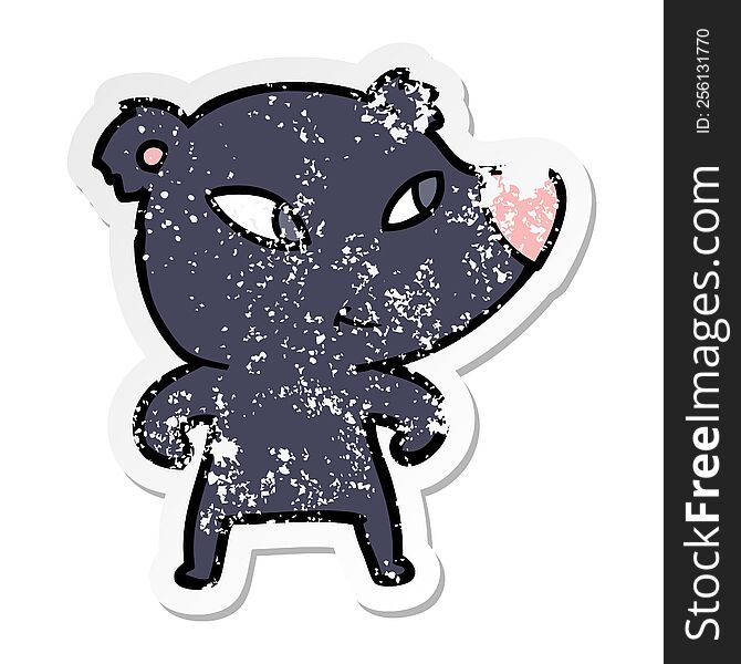 distressed sticker of a cute cartoon bear