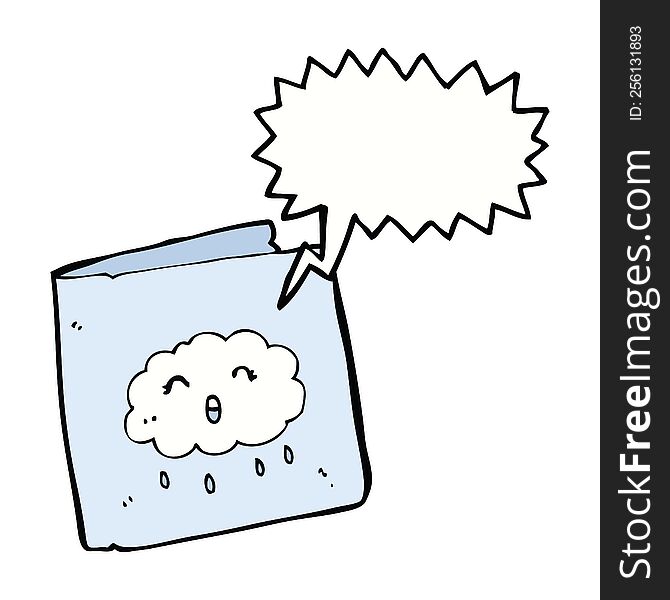 cartoon card with cloud pattern with speech bubble