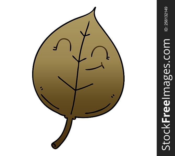 Quirky Gradient Shaded Cartoon Happy Leaf