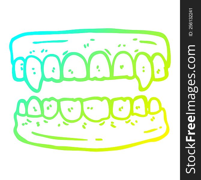 Cold Gradient Line Drawing Cartoon Vampire Teeth