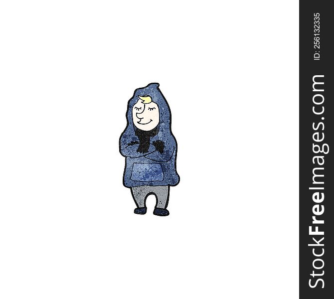 cartoon man in hooded top