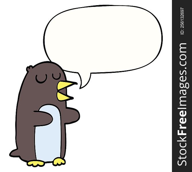 cartoon penguin with speech bubble. cartoon penguin with speech bubble