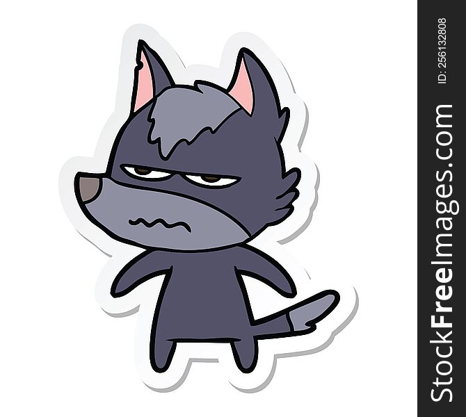 Sticker Of A Cartoon Annoyed Wolf