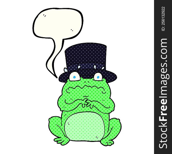 freehand drawn comic book speech bubble cartoon wealthy toad