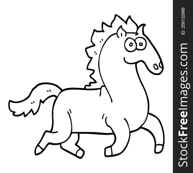 Line Drawing Cartoon Magnificent Stallion