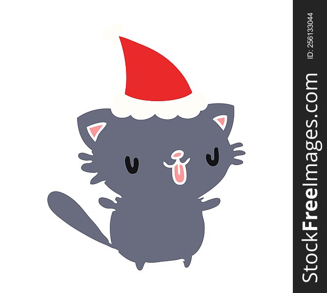 christmas cartoon of kawaii cat