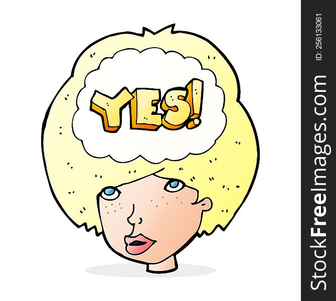 cartoon woman thinking yes