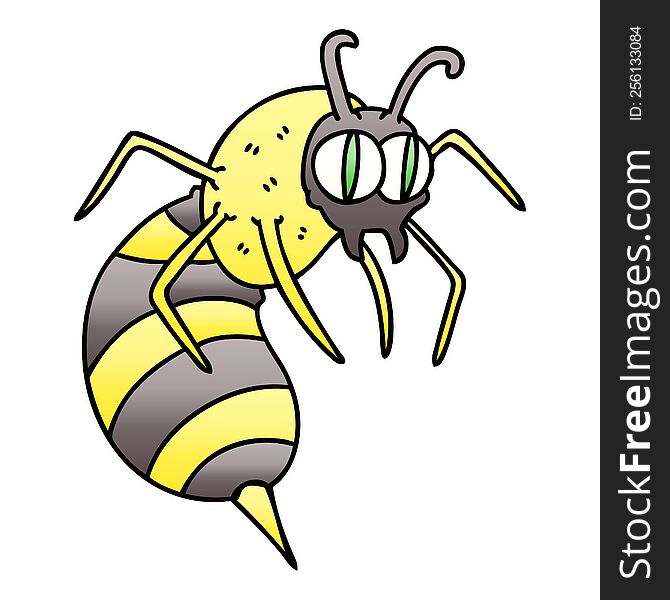 quirky gradient shaded cartoon wasp