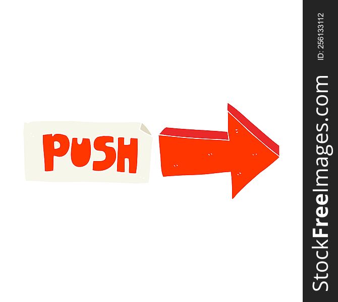 flat color illustration of push door sign. flat color illustration of push door sign