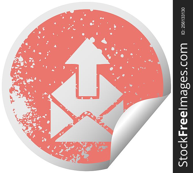 distressed circular peeling sticker symbol email sign