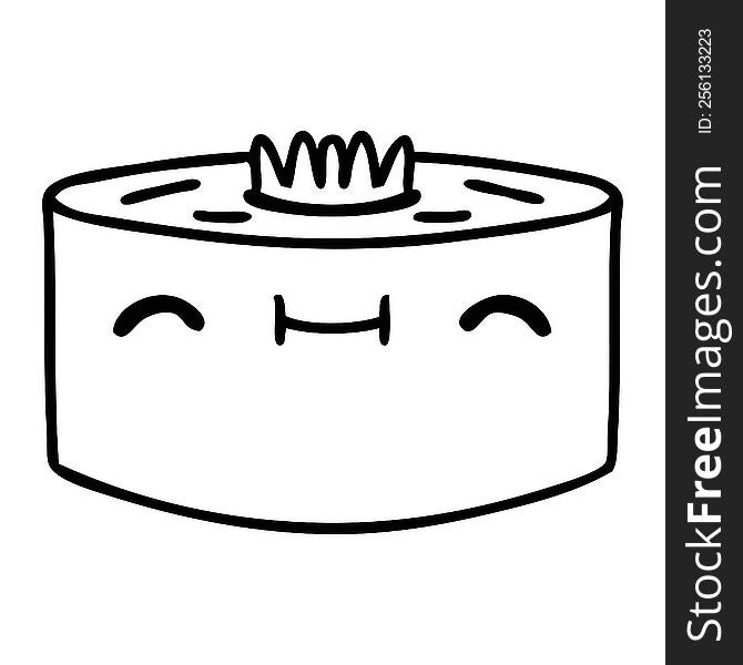line doodle of a happy sushi roll