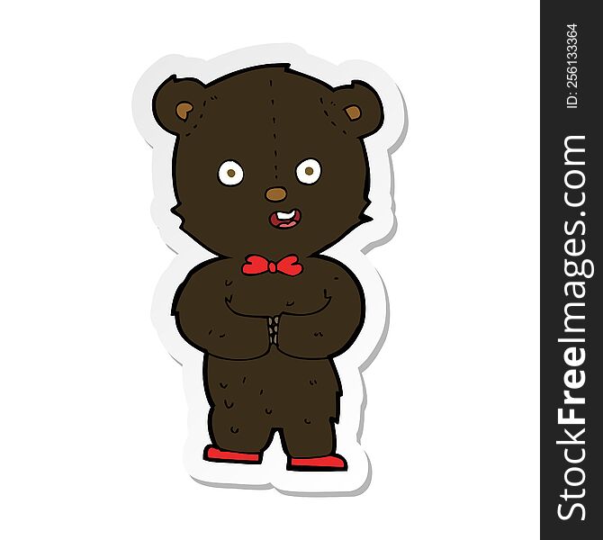 Sticker Of A Cartoon Teddy Black Bear