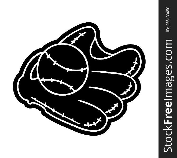 Cartoon Icon Drawing Of A Baseball And Glove