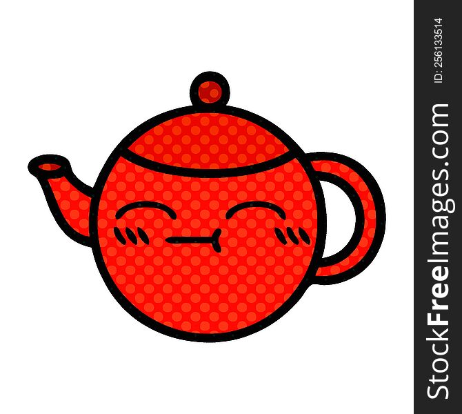 comic book style cartoon of a teapot